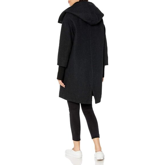 SOIA & KYO Karine Wool Parka Jacket Winter Coat Snow Long Hooded Casual Everyday - Picture 2 of 11